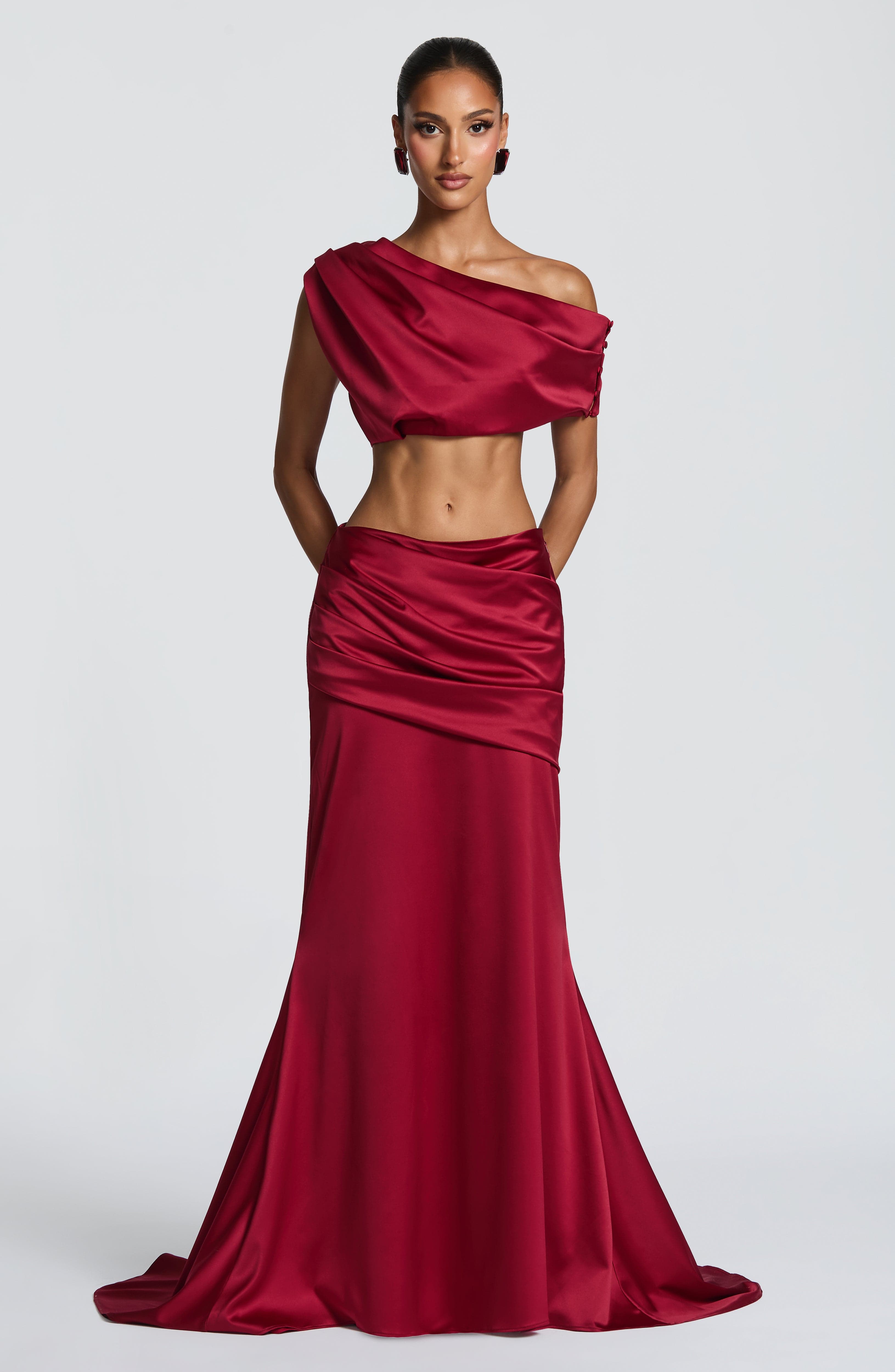 Spódnica maxi Claudette – burgundowa
