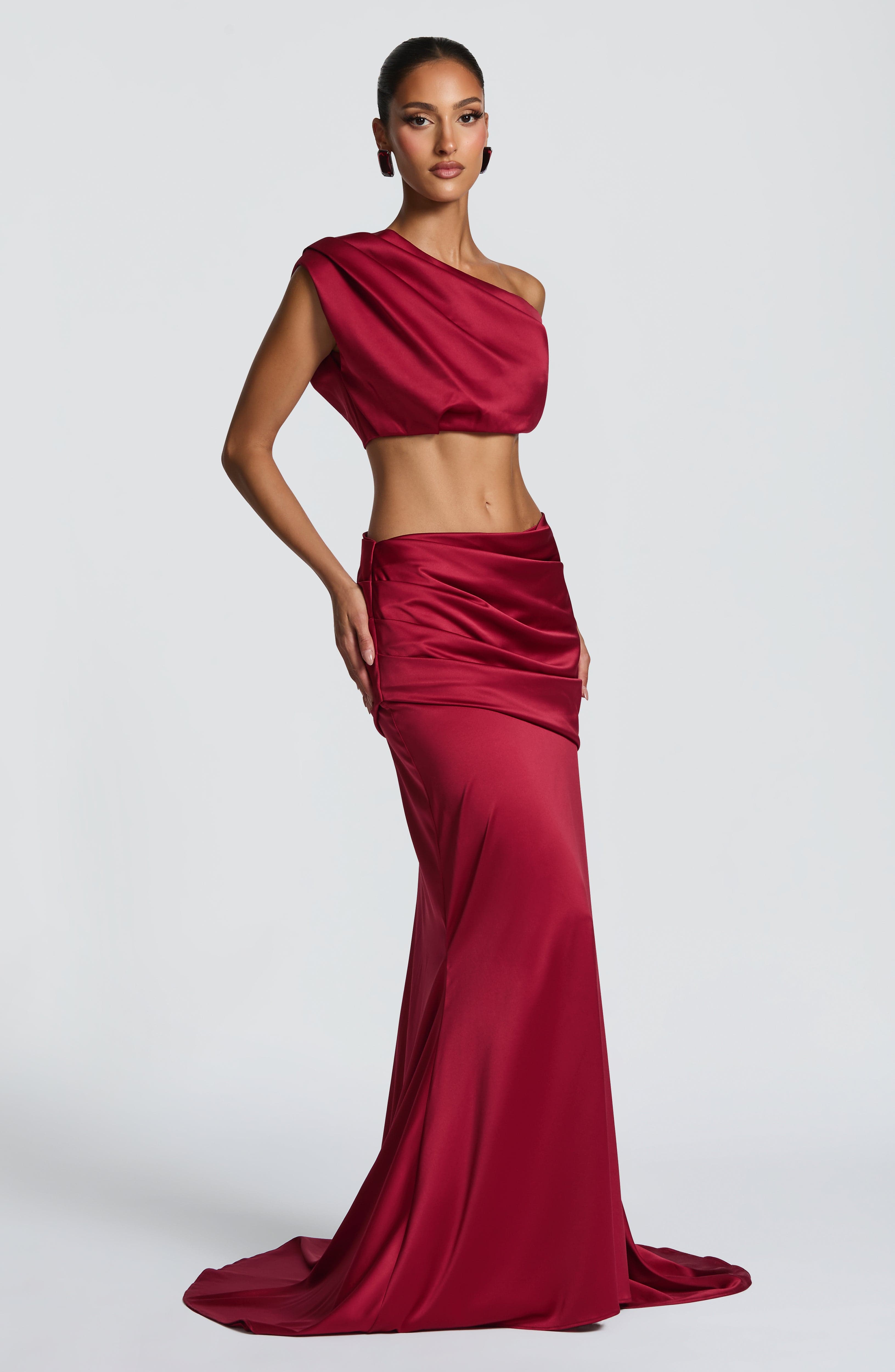 Spódnica maxi Claudette – burgundowa