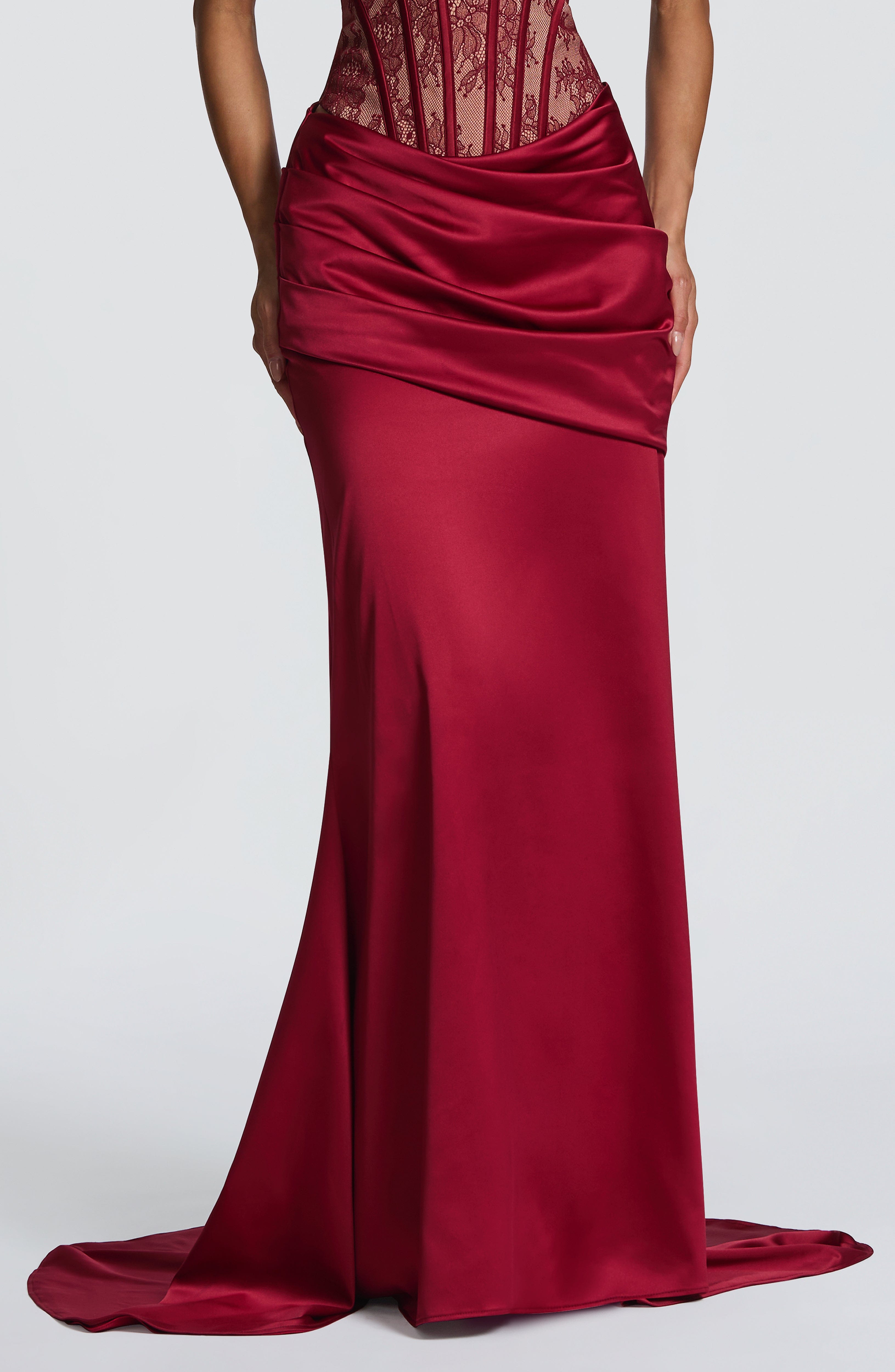 Spódnica maxi Claudette – burgundowa
