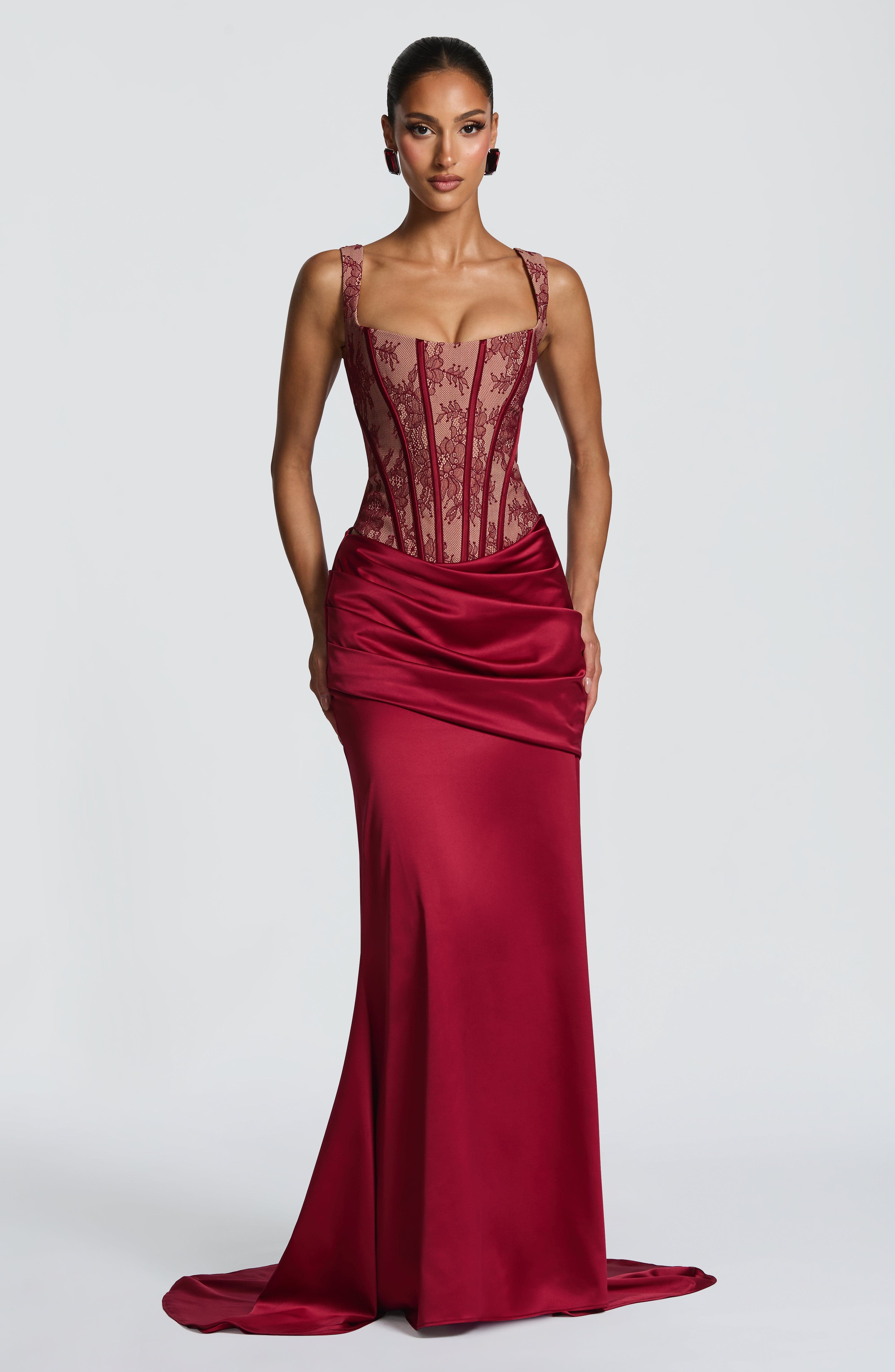 Spódnica maxi Claudette – burgundowa