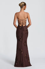 Sukienka maxi Nefertiti – śliwkowo-brązowa