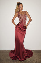 Gorset Nixie – burgundowa koronka