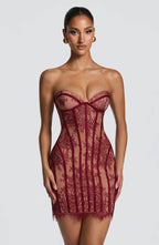 Sukienka mini Sian – burgundowa