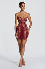 Sukienka mini Sian – burgundowa