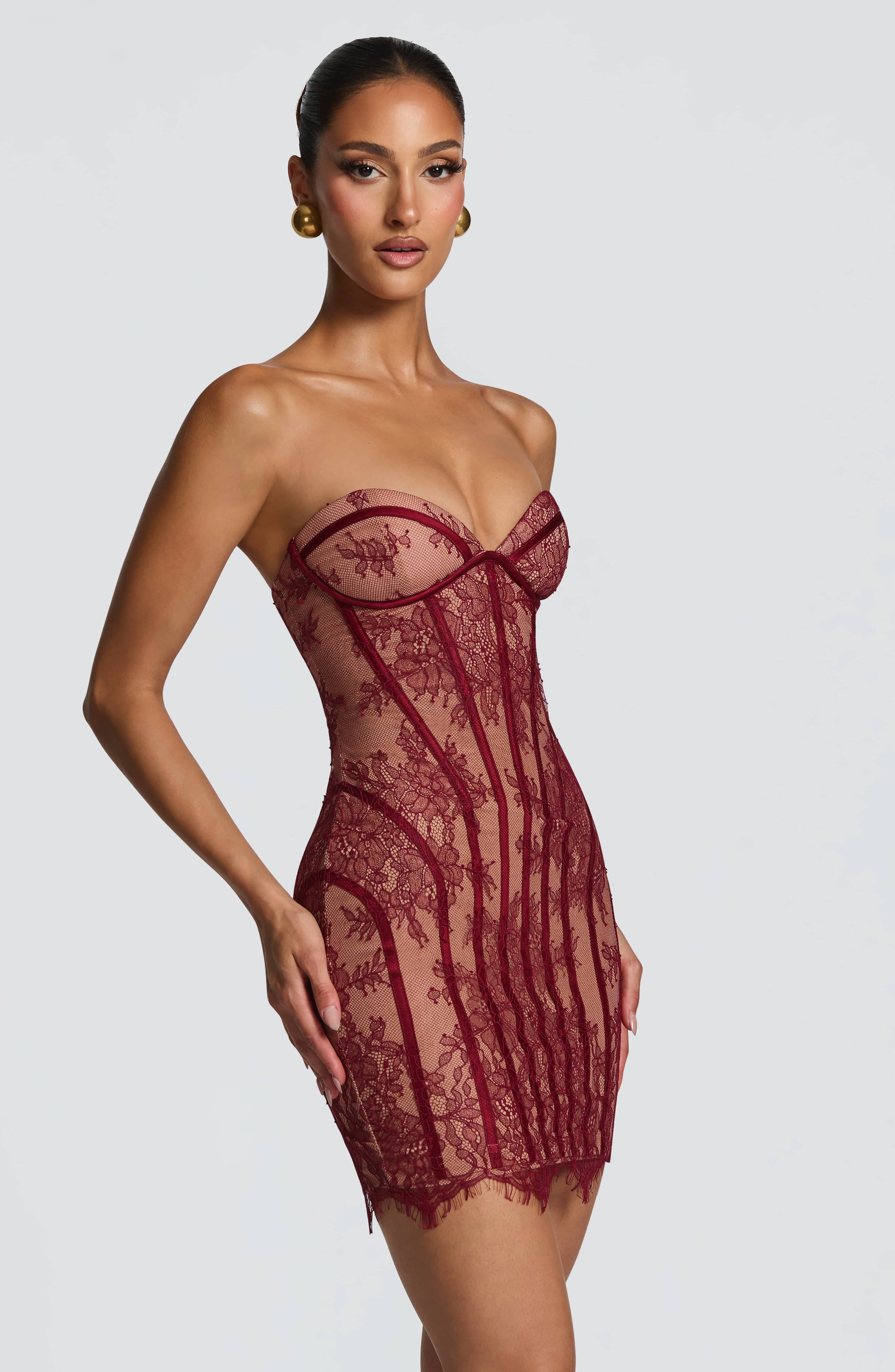 Sukienka mini Sian – burgundowa